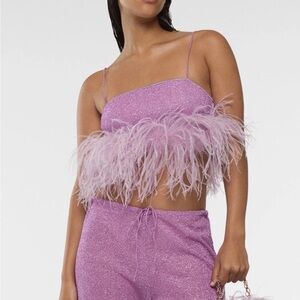 Oseree Purple Top Feather New